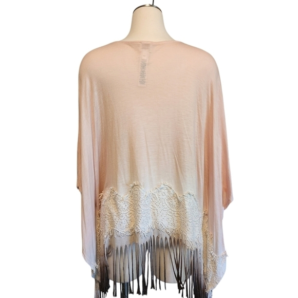 CHICOS FELICITY V-NECK FRINGE PONCHO SIZE S/M - Picture 3 of 8